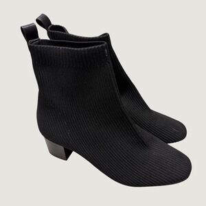 Joie Neely Ribbed Stretch Knit Ankle Boot Black 8 Sock Boots Minimalist Capsule